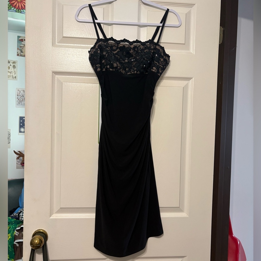 Le Chateau Black Lace Fitted Dress